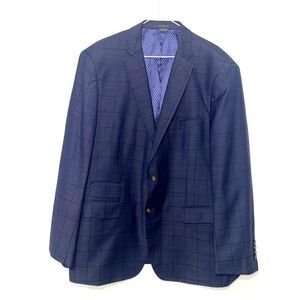 Indochino Wool Window Pane Print Blazer - Navy